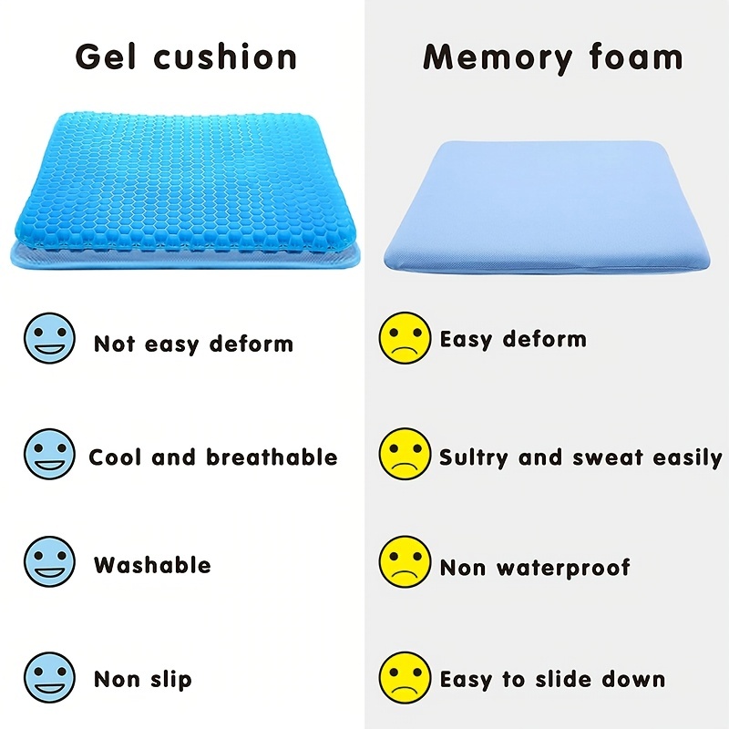 Car Gel Seat Cushion, Car Seat Cover Breathable Honeycomb Design Gel  Cushion Pad With Non-Slip Cover For Car Seat, Office Chair, Wheelchair