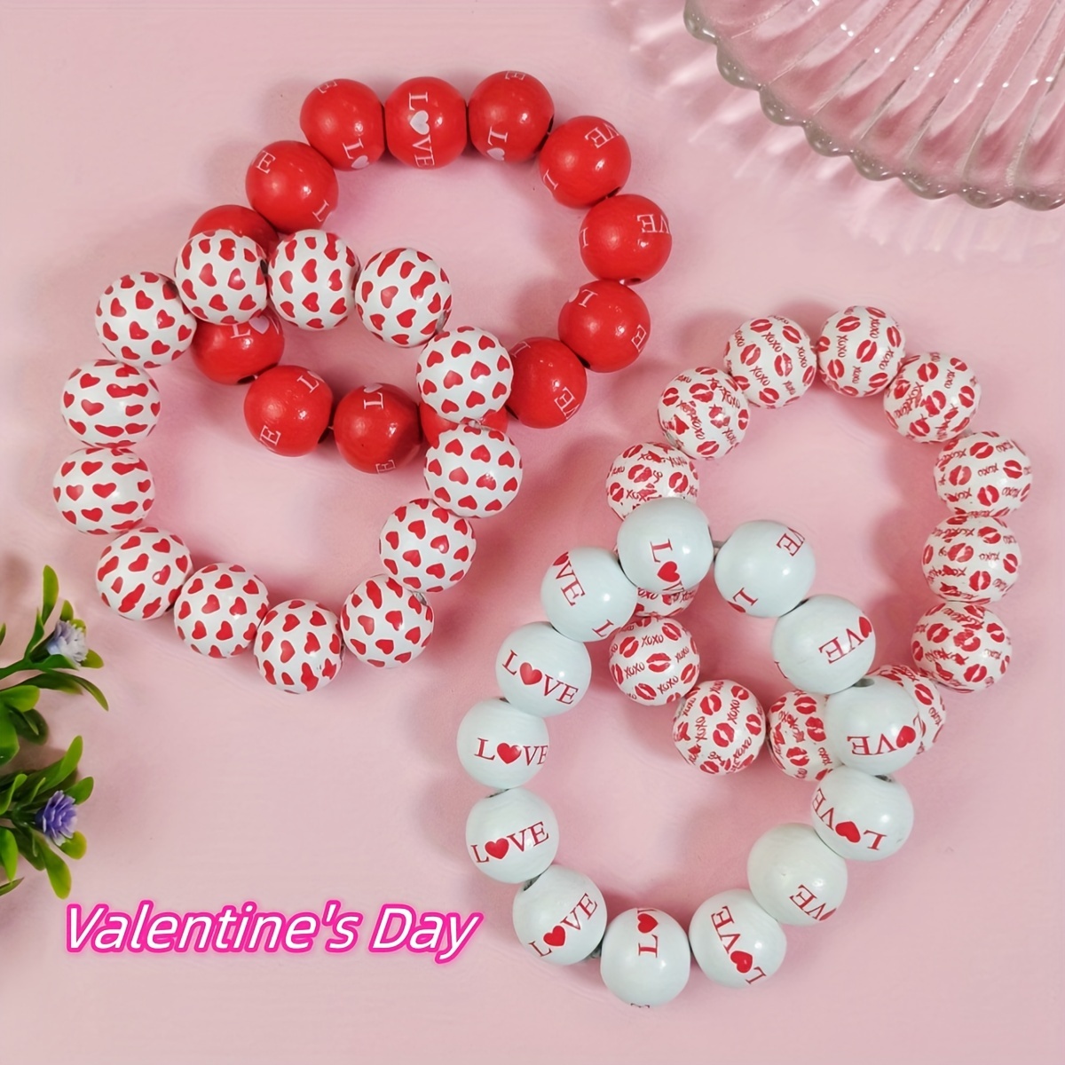 Valentine's Day Beaded Stretch Bracelets With Gold -   Beaded  bracelets diy, Valentines jewelry, Beaded jewelry designs