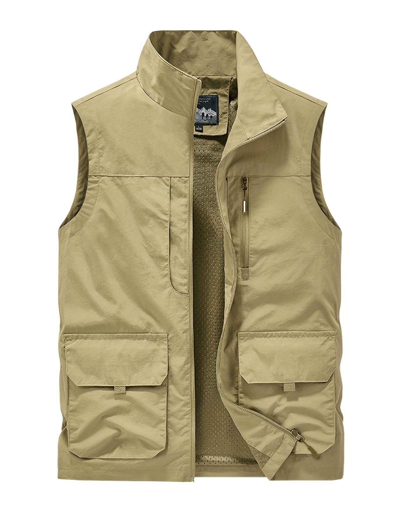 Multi Pocket Cargo Vest Men's Casual Outwear Stand Collar - Temu