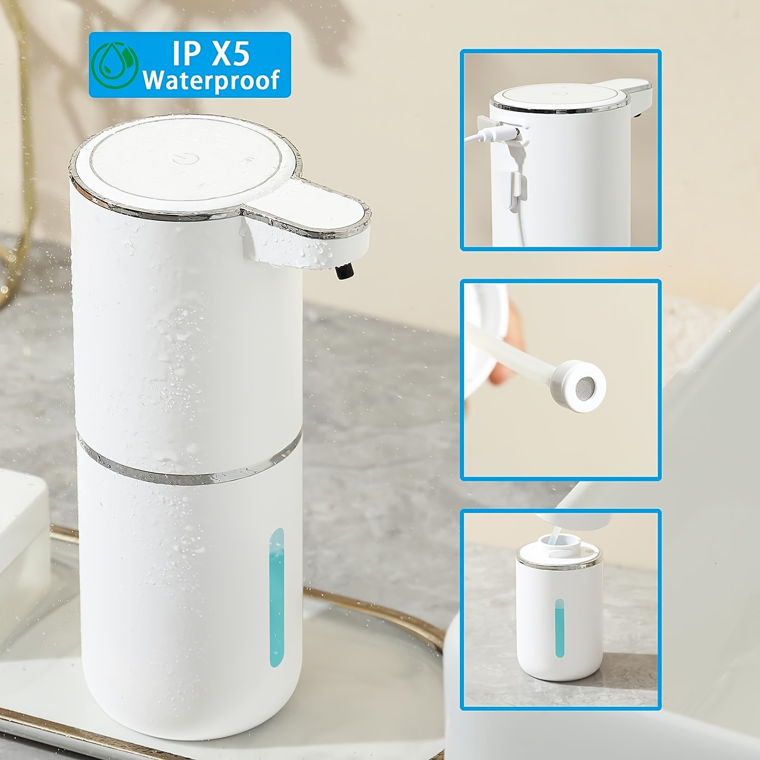 1pc Dispenser di sapone automatico, Dispenser di sapone elettrico senza  contatto, Dispenser di lozione impermeabile regolabile a 4 livelli