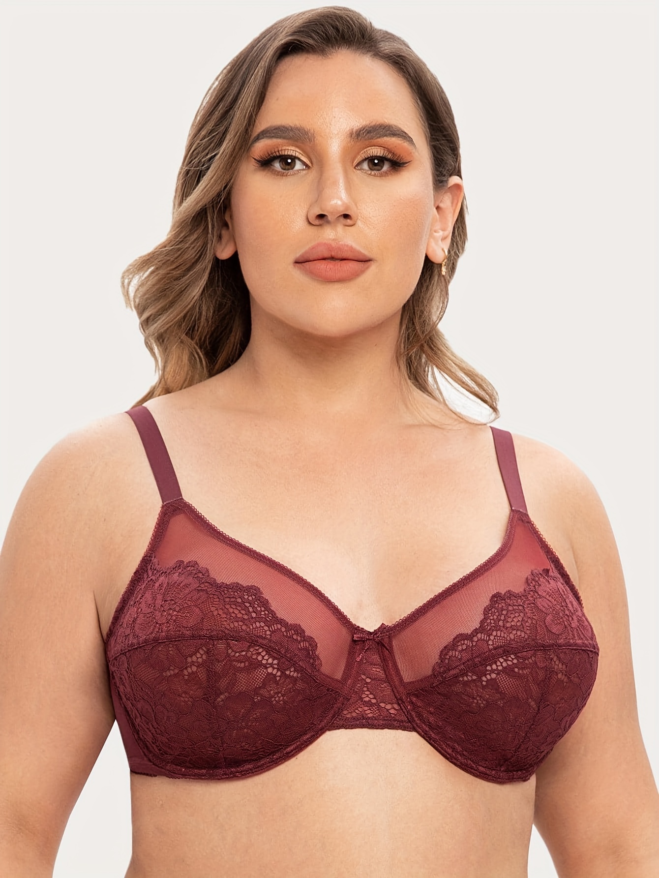 MELENECA Women's Full Coverage No Padding Plus Size Lace Underwire