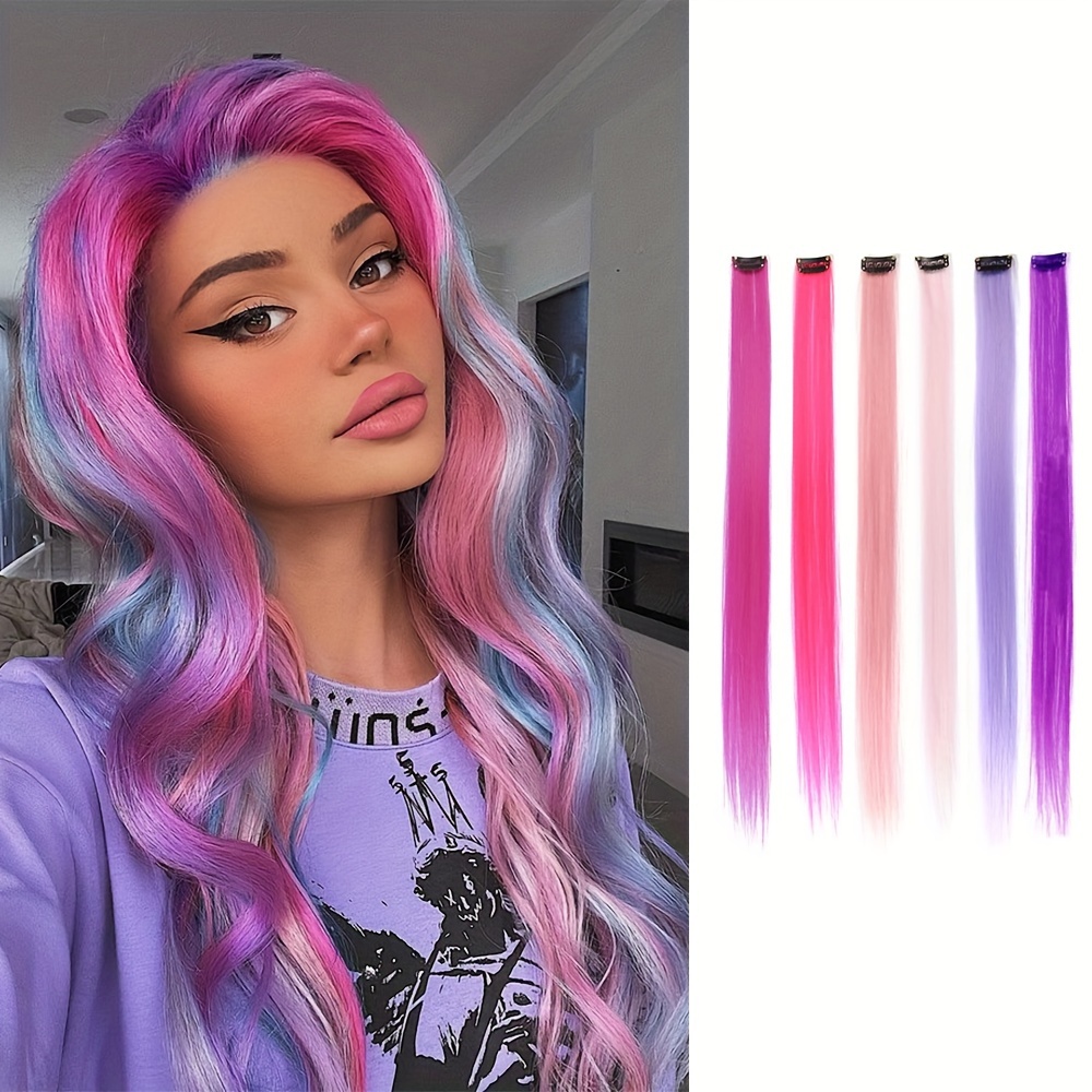 22 Inchs 6pc Y2k Style Flamingo Hair Color Mermaid Hair Temu