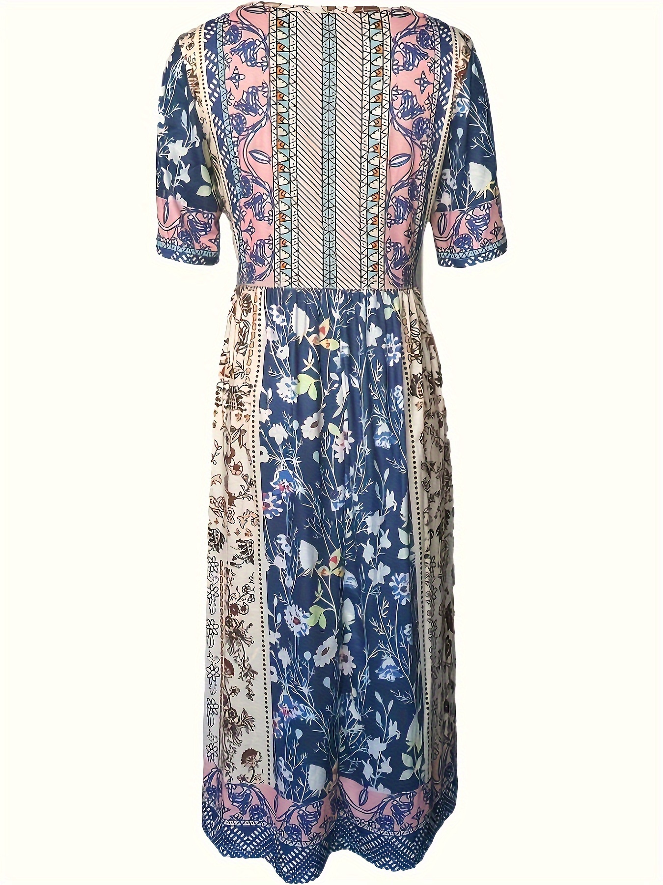 Plus Size Boho Dress Women's Plus Colorblock Floral Print - Temu