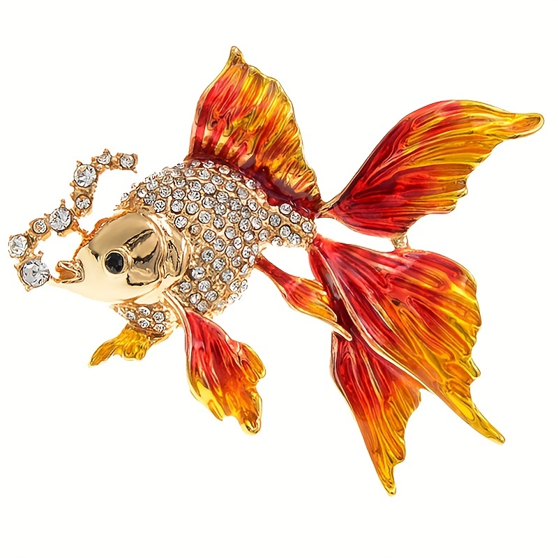 Cute Goldfish Brooches | Solid Color, Alloy Material, , Mosaic Plastic Details For Women And Men