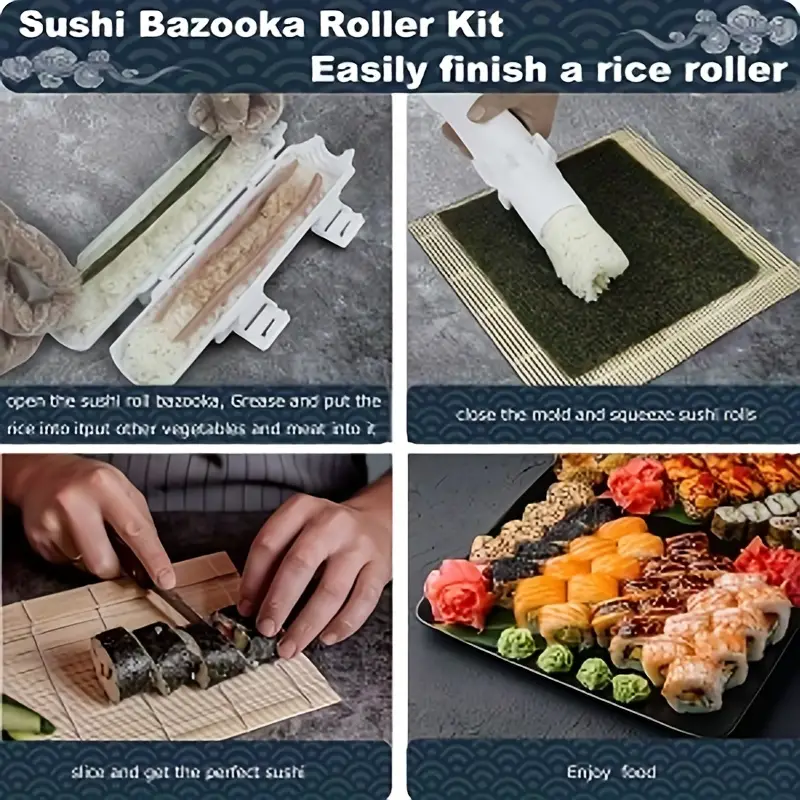 Sushi Roller Kit, Sushi Making Kit, Sushi Maker Kit With Sushi Bazooka,  Bamboo Sushi Rolling Mat, Sushi Mold, Chef's Knife, Chopsticks, Sushi  Making Kit For Beginners, Sushi Kit, Baking Tools, Kitchen Accessaries