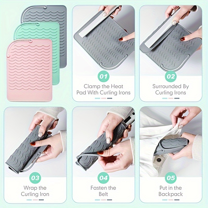 1pcs Heat Resistant Silicone Mat Pouch Silicone Anti-Heat Pad For Hair  Straightener, Curling Irons, Flat Irons, Waver