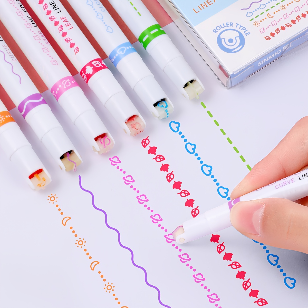 Creative Double Line Dual Color Pens Set Multicolor Pen, School Supplies,  Student School Supplies, Underline Pen, Lettering Planner Pen 