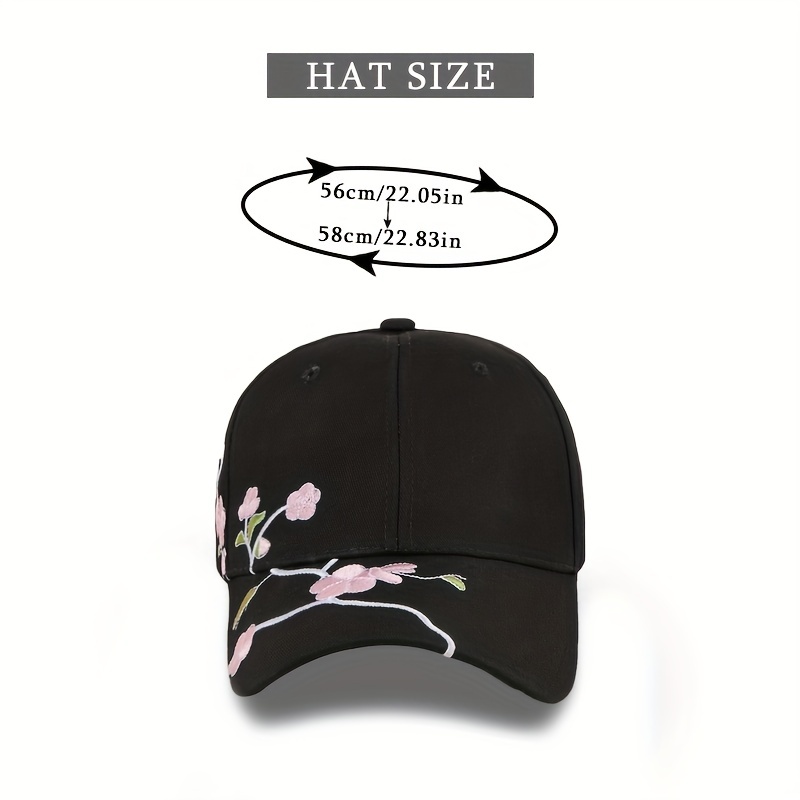 Cherry Blossom Embroidered Low Profile Cap, Black / One Size