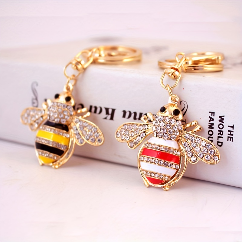 Creative Crystal Inlaid Artificial Diamond Bee Car Key Chain