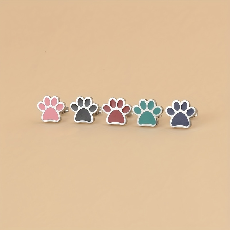 

Tiny Adorable Dog Paw Shaped Stud Earrings Stainless Steel Jewelry Elegant Leisure Style Suitable For Women Daily Casual