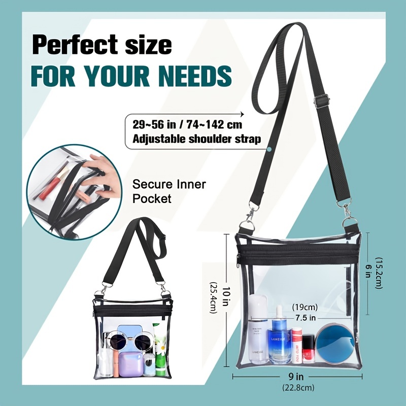 Clear Crossbody Purse Bag, Clear Bag Stadium Approved Inner Pocket for  Concerts