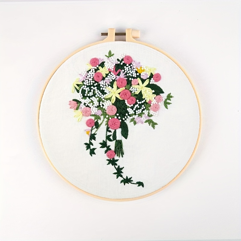 Embroidery Kit for Beginner, DIY Flowers Bouquet Craft Kit Adult