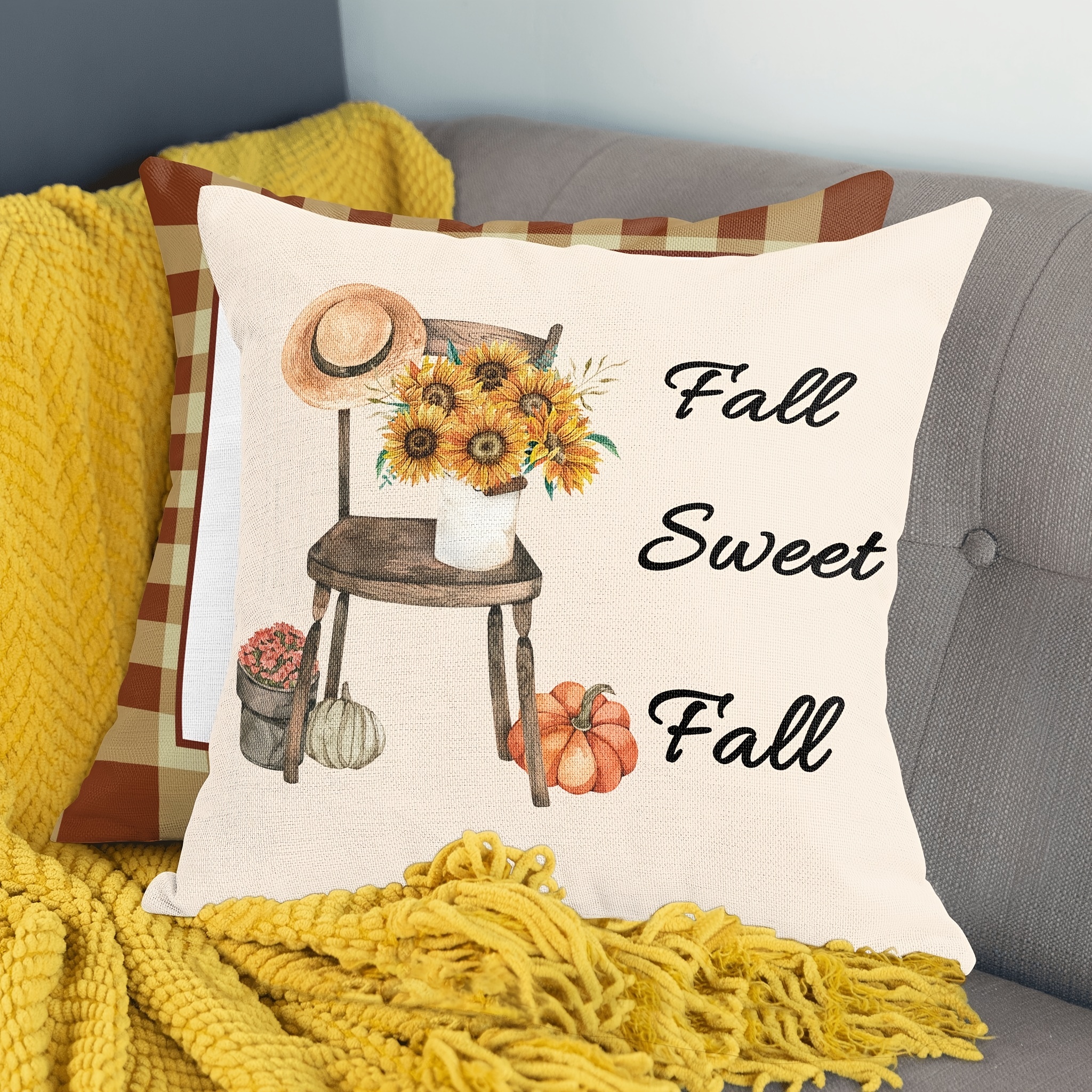 Fall Pillow Covers 18x18 For Fall Decor Pumpkin Maple Leaves Sunflo