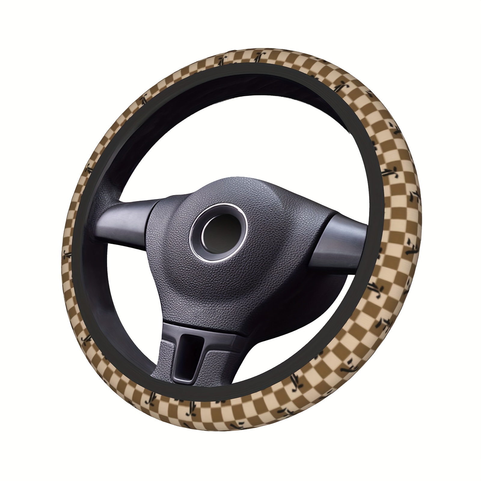 Gothic Letter Checkerboard Car Steering Wheel - Temu