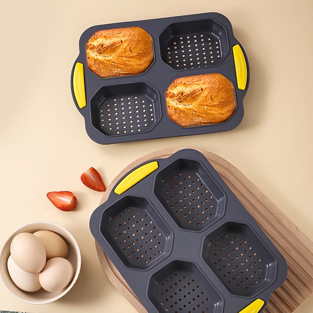 4-Cavity Silicone Loaf Pan Baking Pan for Baking Baguette/Hot Dog