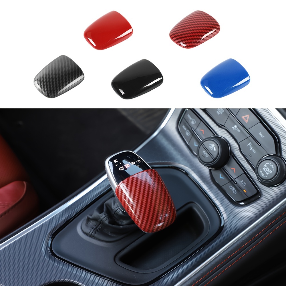 Red ABS Gear Shift Knob Cover Trim For Dodge Charger 2015+ & Challenger/Durango - Self-Adhesive