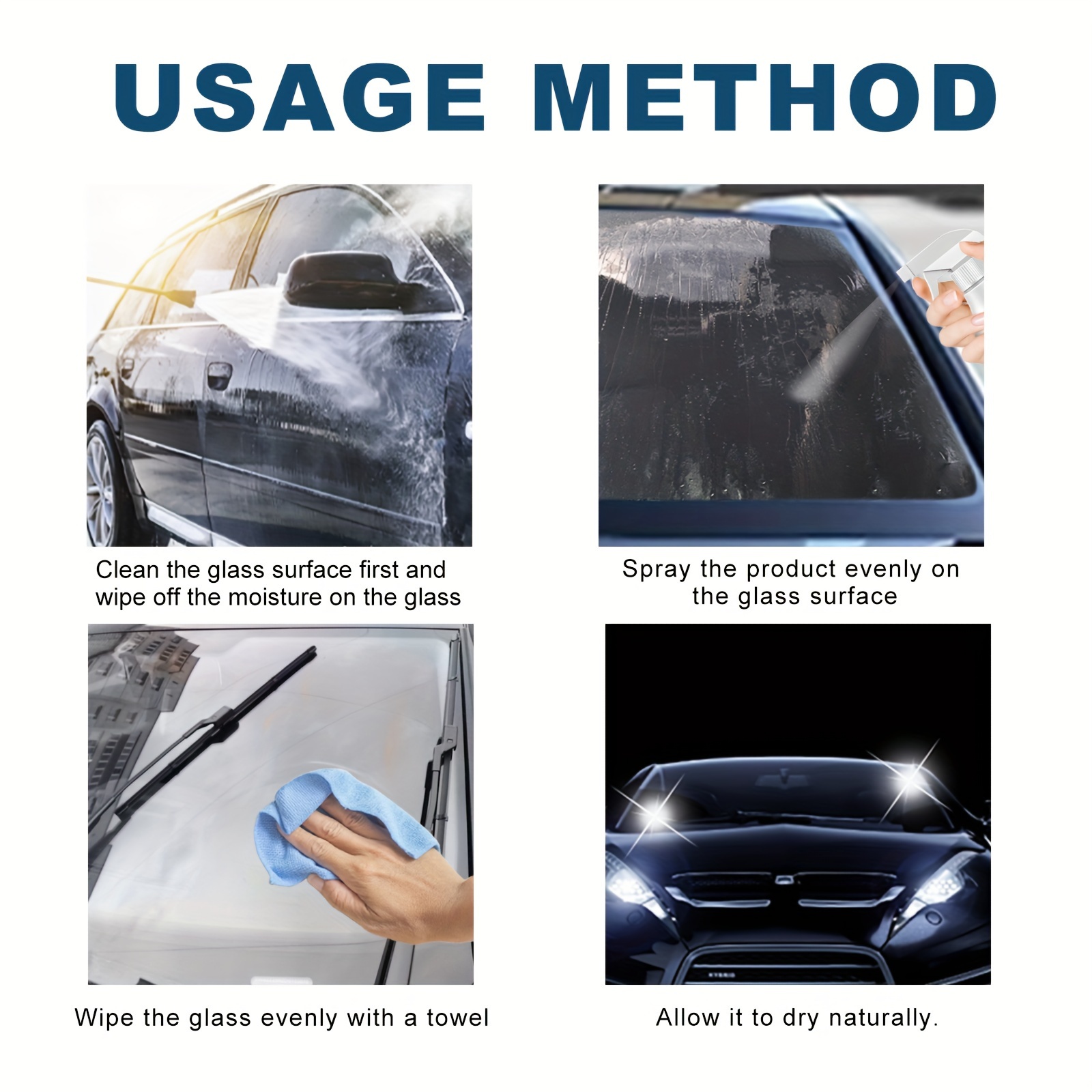 60ml 3 in 1 Auto Anti-Beschlag-Regenmittel Spray für Glas Windschutzscheibe  Front Heckscheibe Haushalt Reinigungsspray