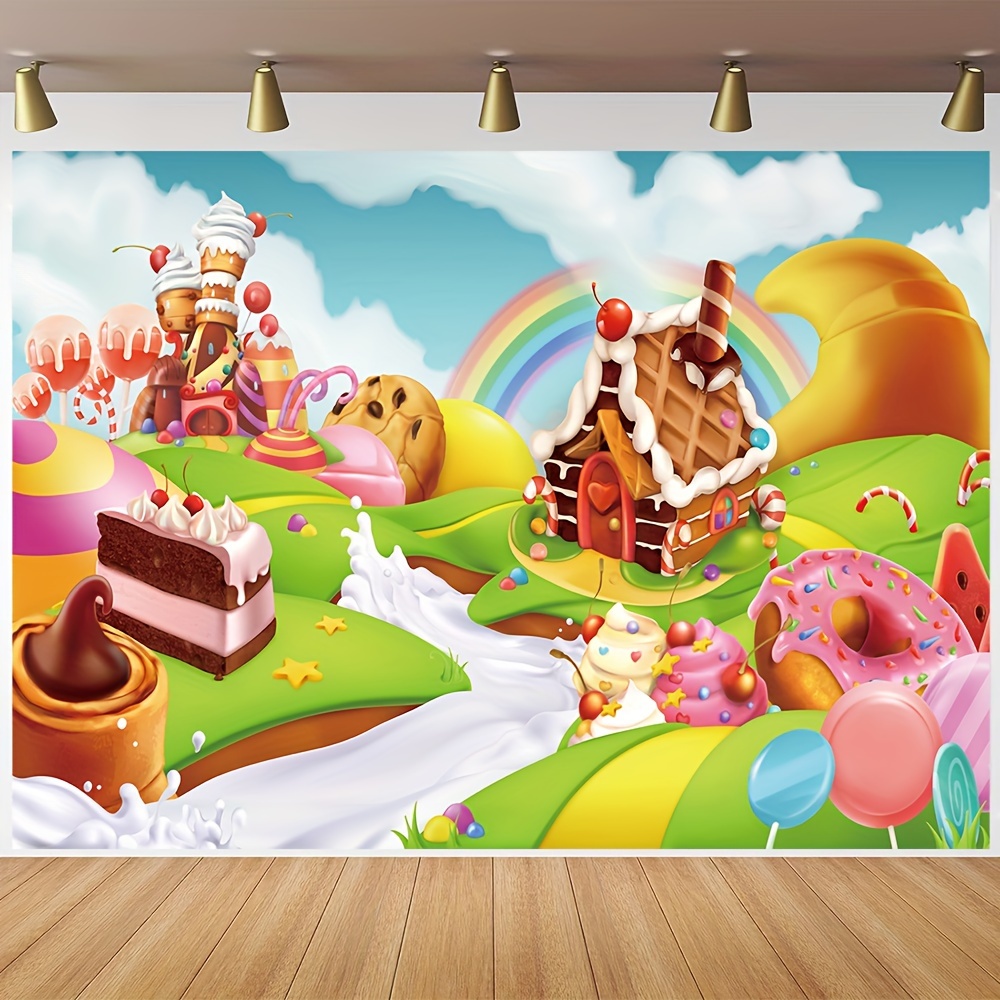 Candy Land Sweet Cartoon Photography Backdrop Vinyl Rainbow - Temu