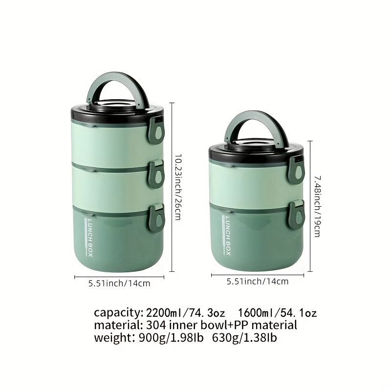 1pc Stackable Lunch Box, Stainless Steel Multiple Layers Heat Resistant  Durable Bento Box For School Office Travel Picnic