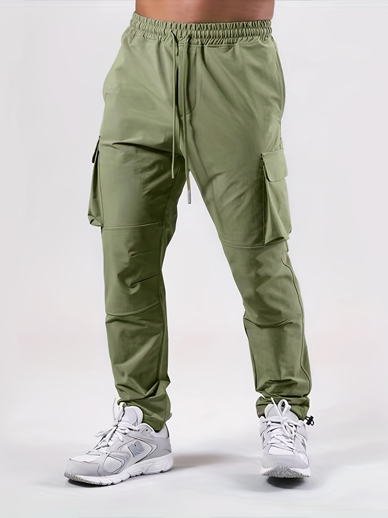 Pantalones cargo casuales con múltiples bolsillos y cordón