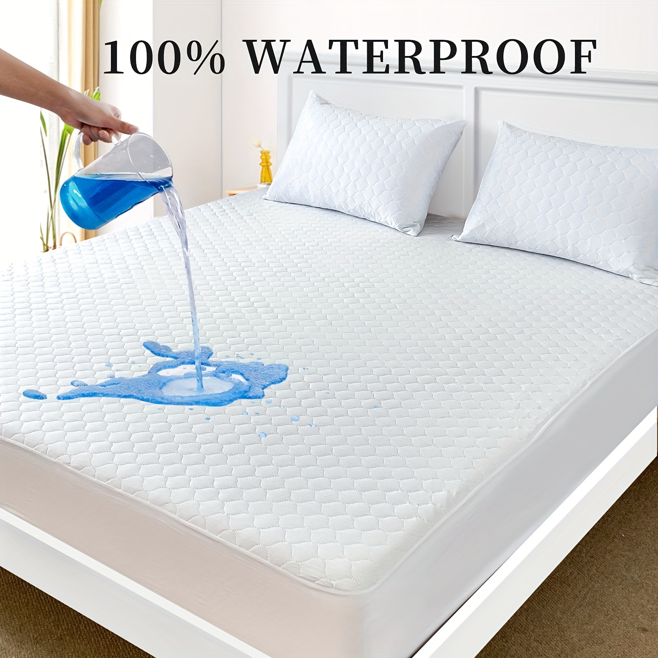 Blue Bedding Set, Waterproof Fitted Sheet Mattress Protector, Dust-proof  And Urine-proof Mattress Cover, Thickened Mattress Cover (1*fitted Sheet +  2*pillowcases) - Temu