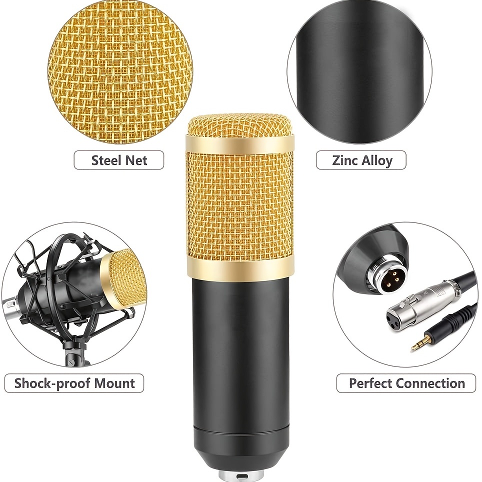 bm-800 microphone BM-800 Professional Studio Broadcasting Recording  Condenser Microphone with Mount and Stand (Black and Silver)