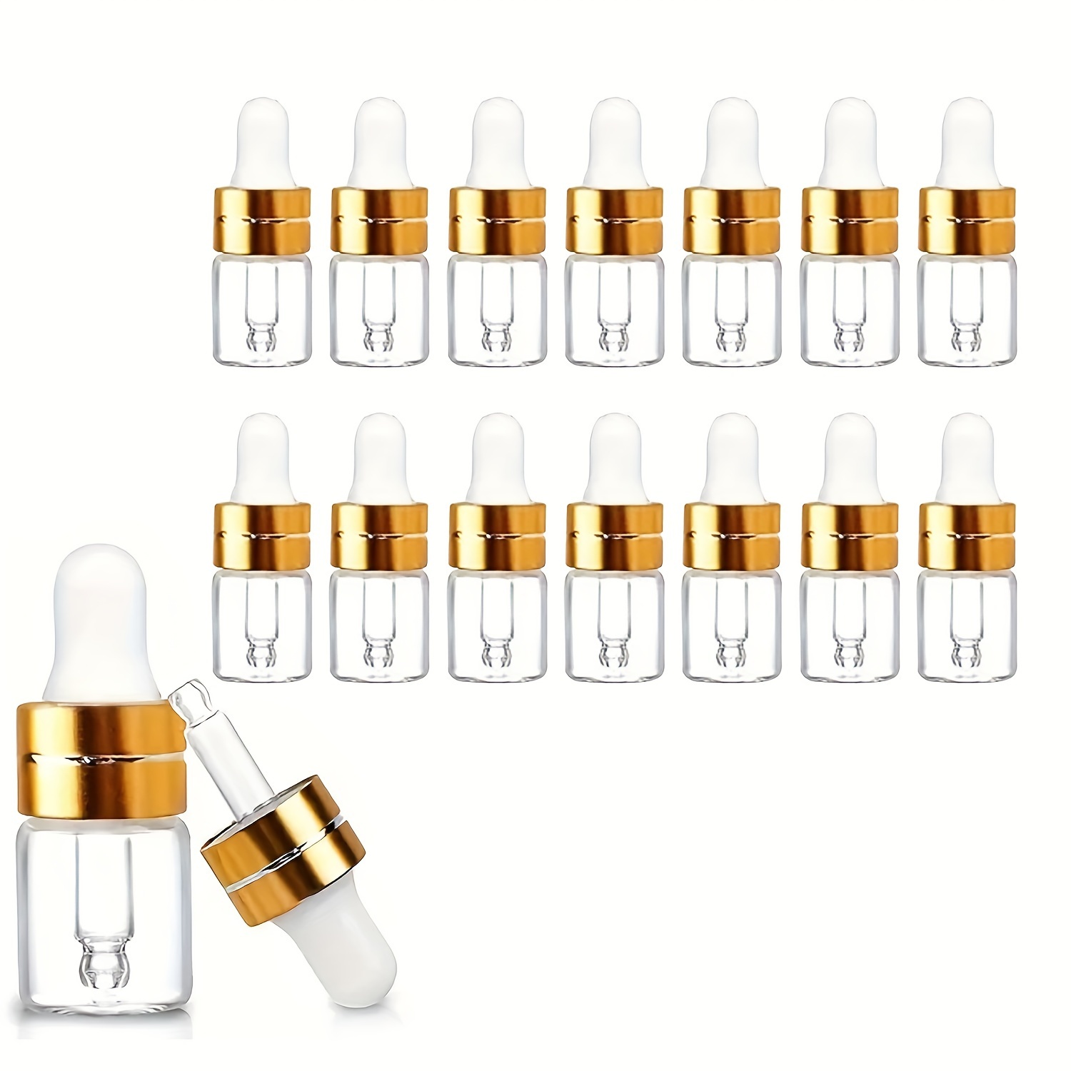 

12pcs Mini Glass Dropper Bottle 1/3/5ml Clear Essential Oil Vials Travel Refillable Diy Cosmetic Sample Container Liquid Perfume Eye Dropper Bottle