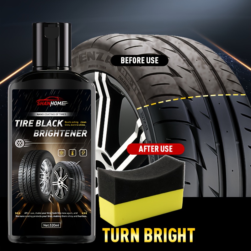 10.82oz Tire Black Brightener, New Model Car Special Tire Wax Maintenance,  Black Brightening Agent Set Black, Bright, Waterproof, Coating Sponge!, High-quality & Affordable