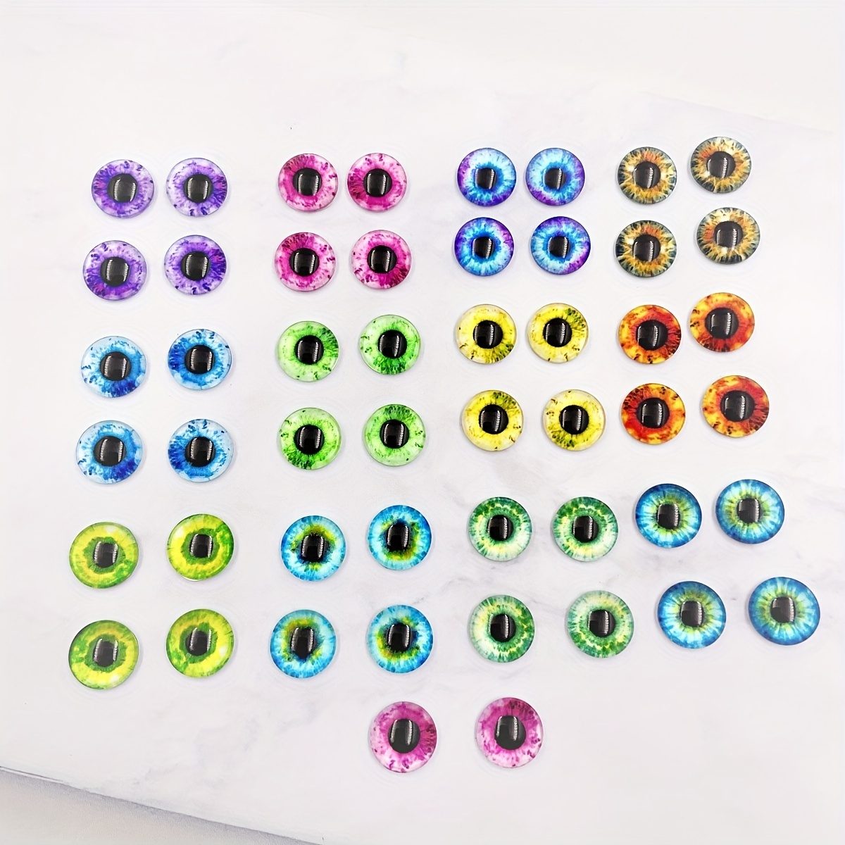 

50pcs 25pairs 12mm Round Mix Colors Eye Glass Cabochons Diy Special Creative Jewelry Making Decorative Accessories