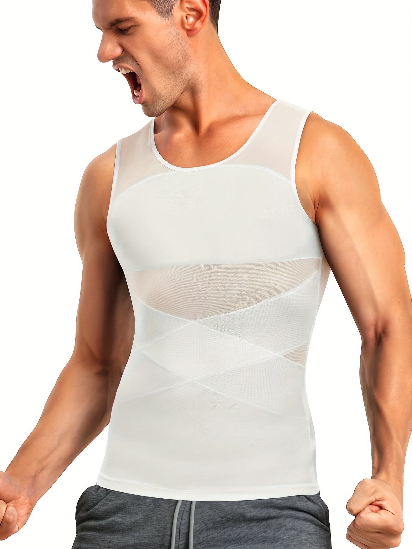 Men Body Shaper Slimming Vest Tummy Control Underwear 2 IN 1