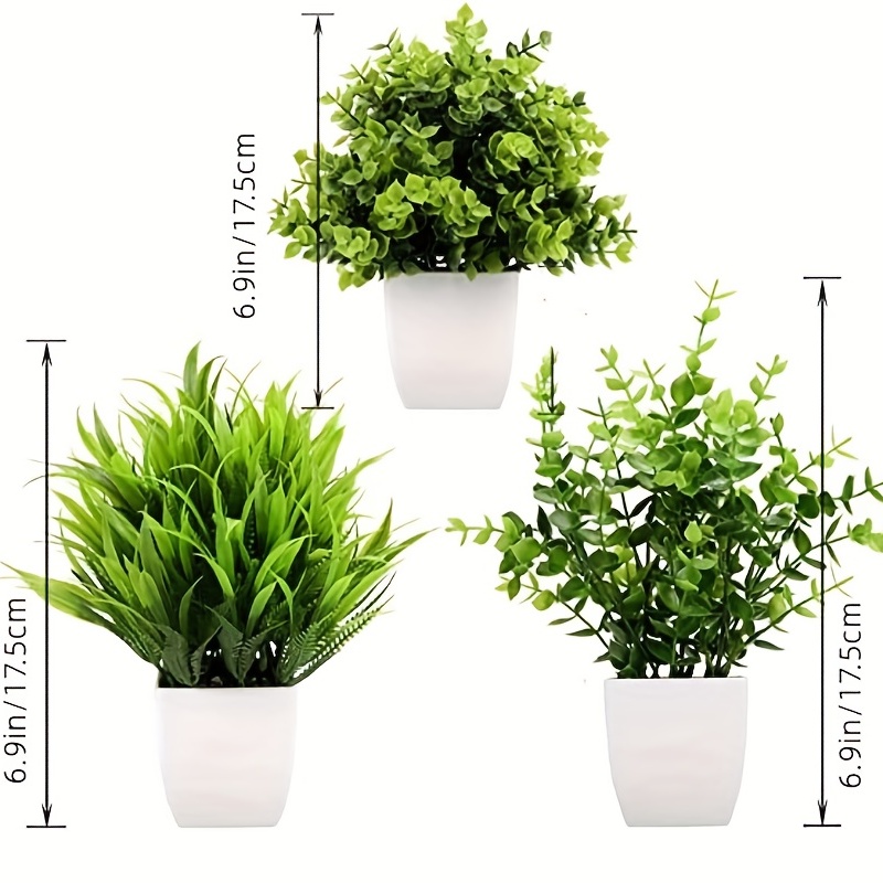  Pequeñas plantas falsas en maceta, plantas artificiales de  plástico para interiores, decoración estética de eucalipto para estantes de  oficina, sala de estar, baño, dormitorio (estilo verde, paquetes : Hogar y  Cocina