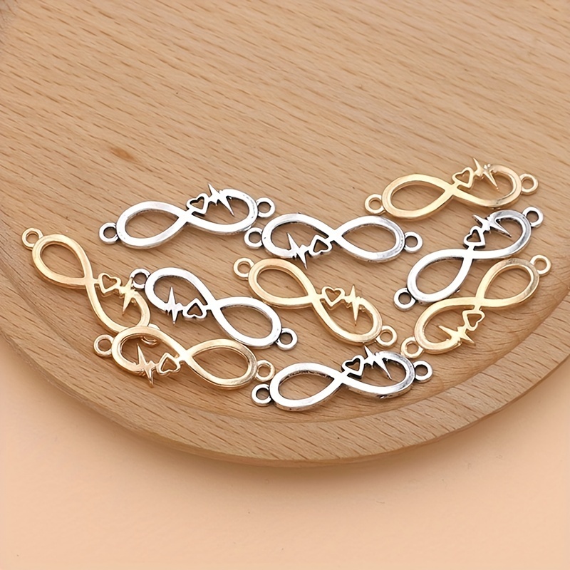 

10pcs Golden Plated Infinity Love Charm Hollow Pendant For Jewelry Making Bracelet Necklace Diy Accessories Valentine's Day