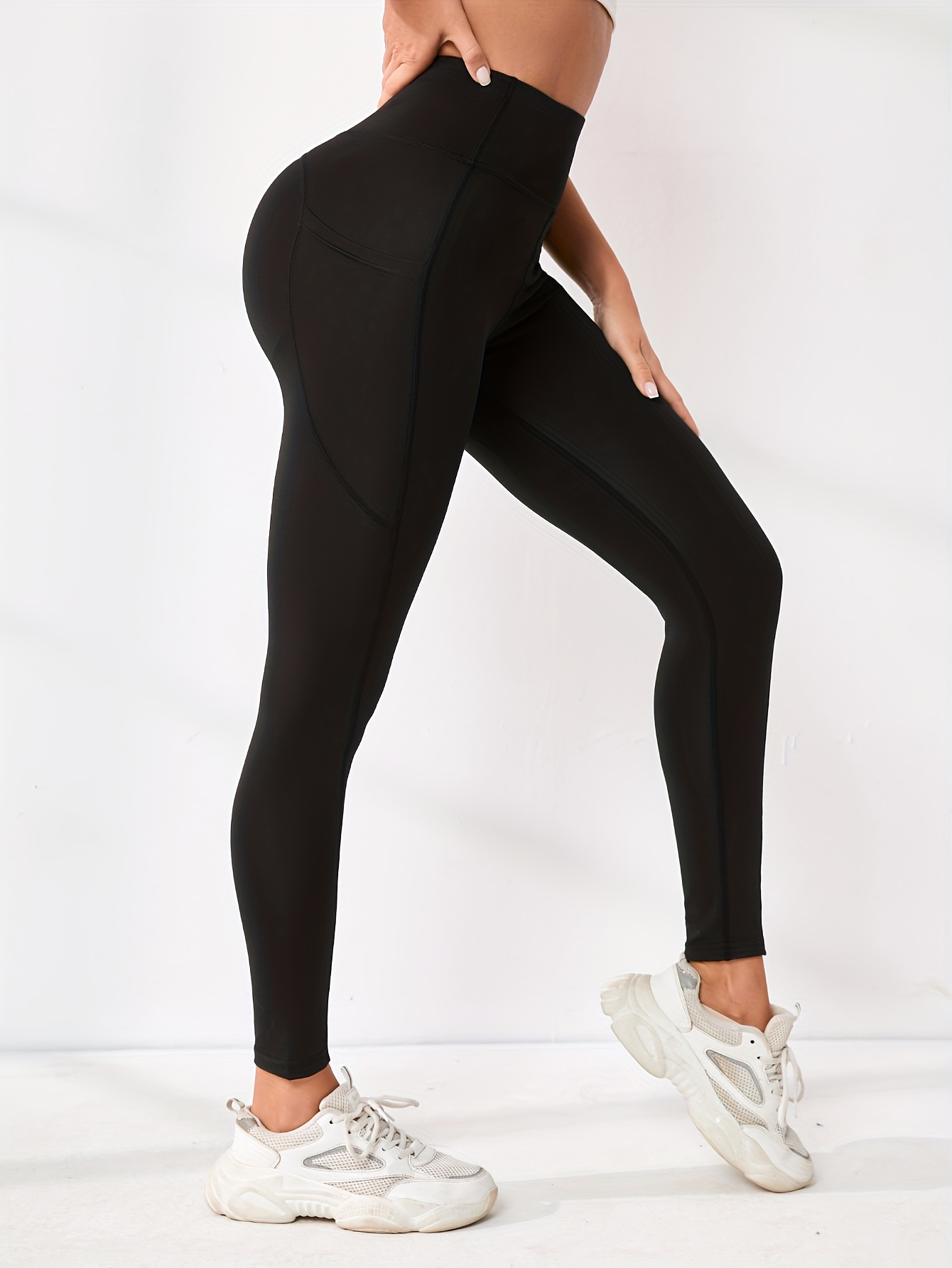 Simple Plain White High Stretch Shaping Leggings High Waist - Temu