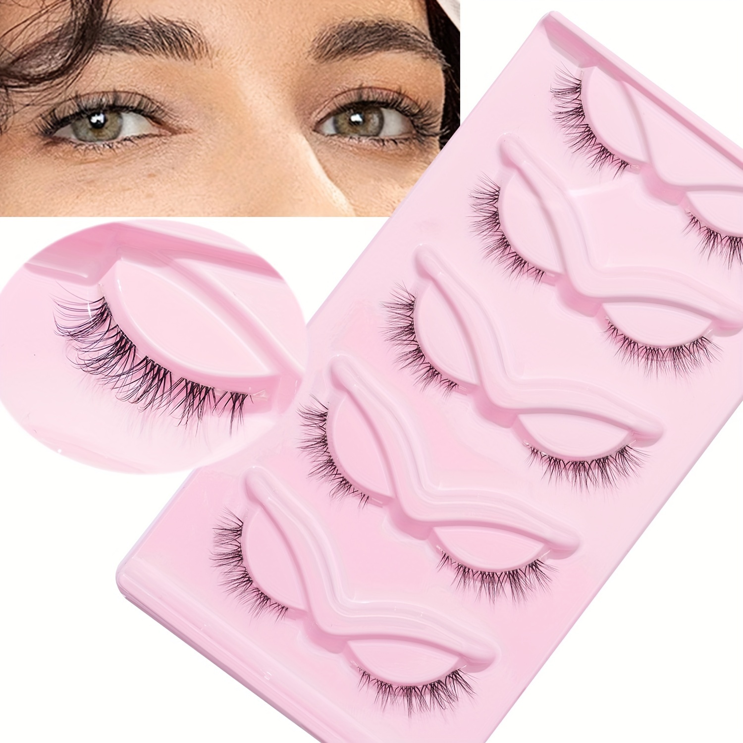 5 Pairs Of Transparent Straight Natural Eyelash Tips To Lengthen 10mm
