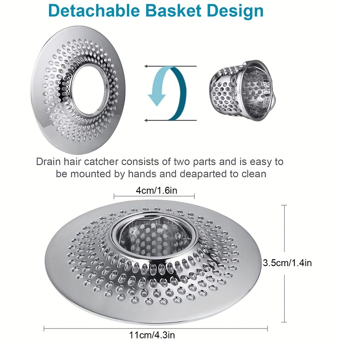Drain Protector & Hair Catcher, Stainless Steel