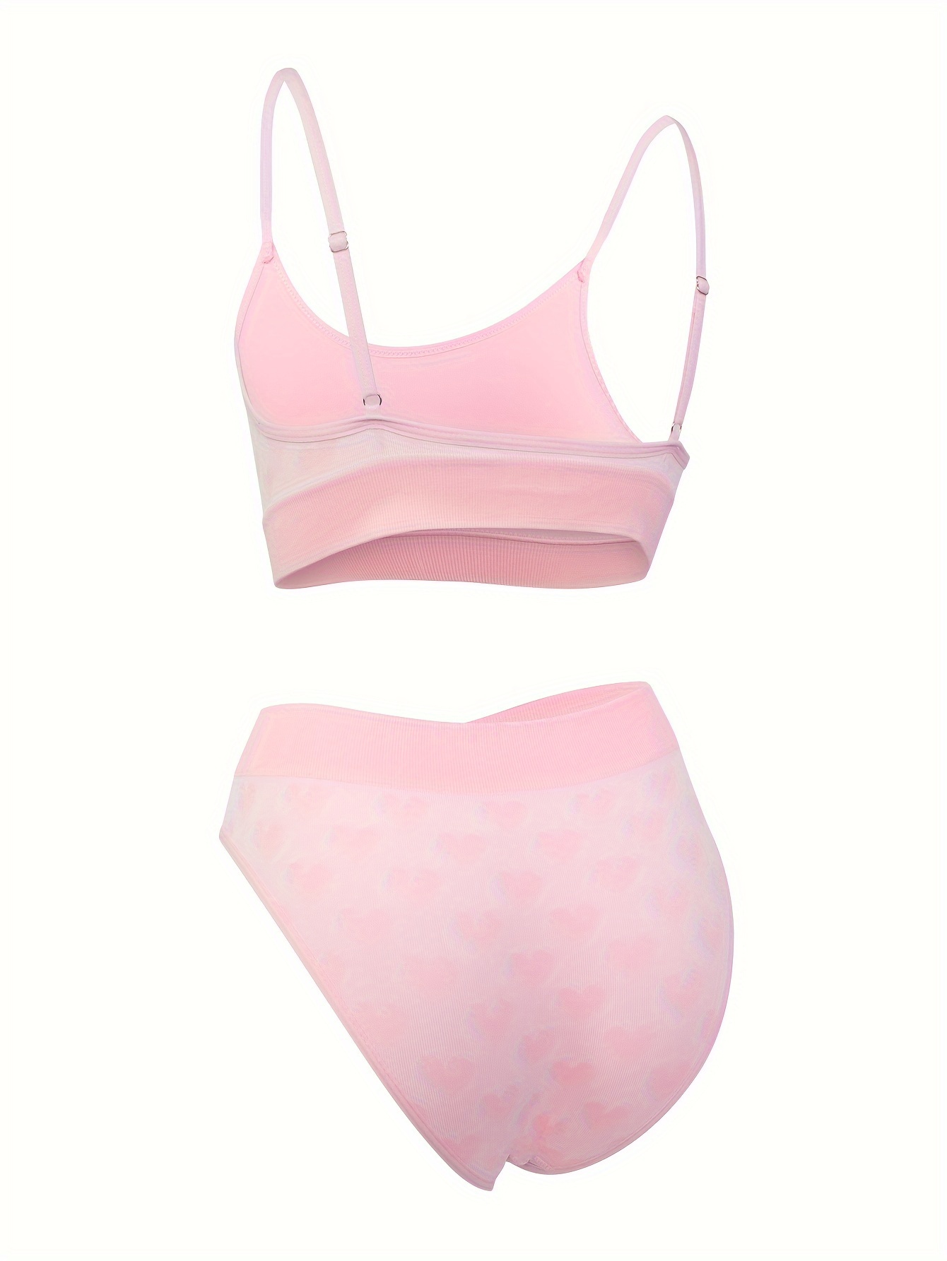 Heart Pattern Bra Panties Wireless Bra Elastic Panties - Temu Canada