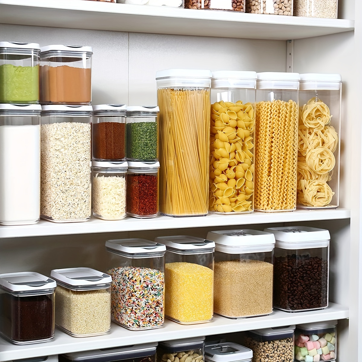 3pcs Food Storage Container Set With Seal Lid Stackable Organizer