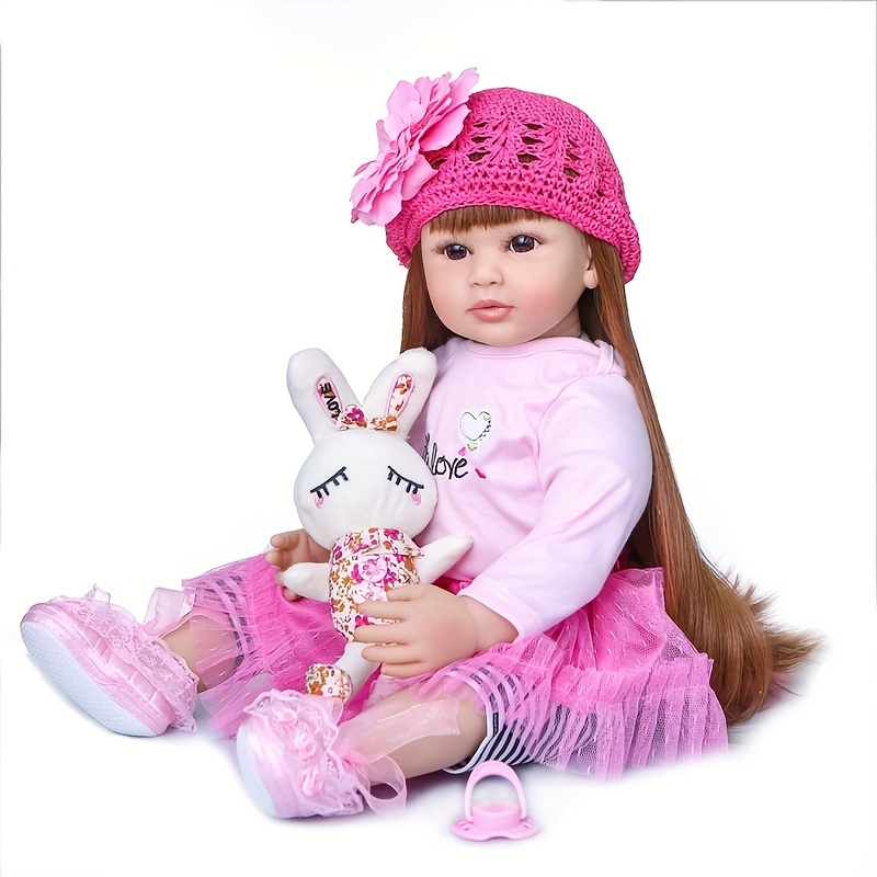  Pinky Reborn 24 Inch Reborn Baby Doll Girls,Real Life Cute  Smiling Toddler Baby Dolls,Soft Silicone Girls Babies Doll Toy Accessories  Gift for Collection & Kids Age 3+…… : Toys & Games