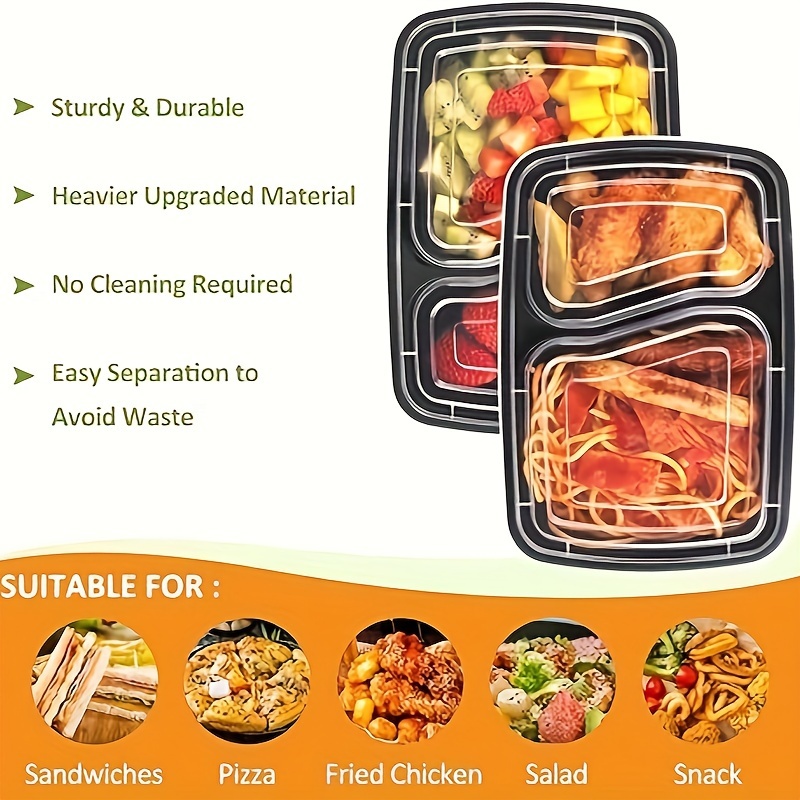 32 OZ Meal Prep Containers 3 Compartment with Lids Disposable Food  Containers 20
