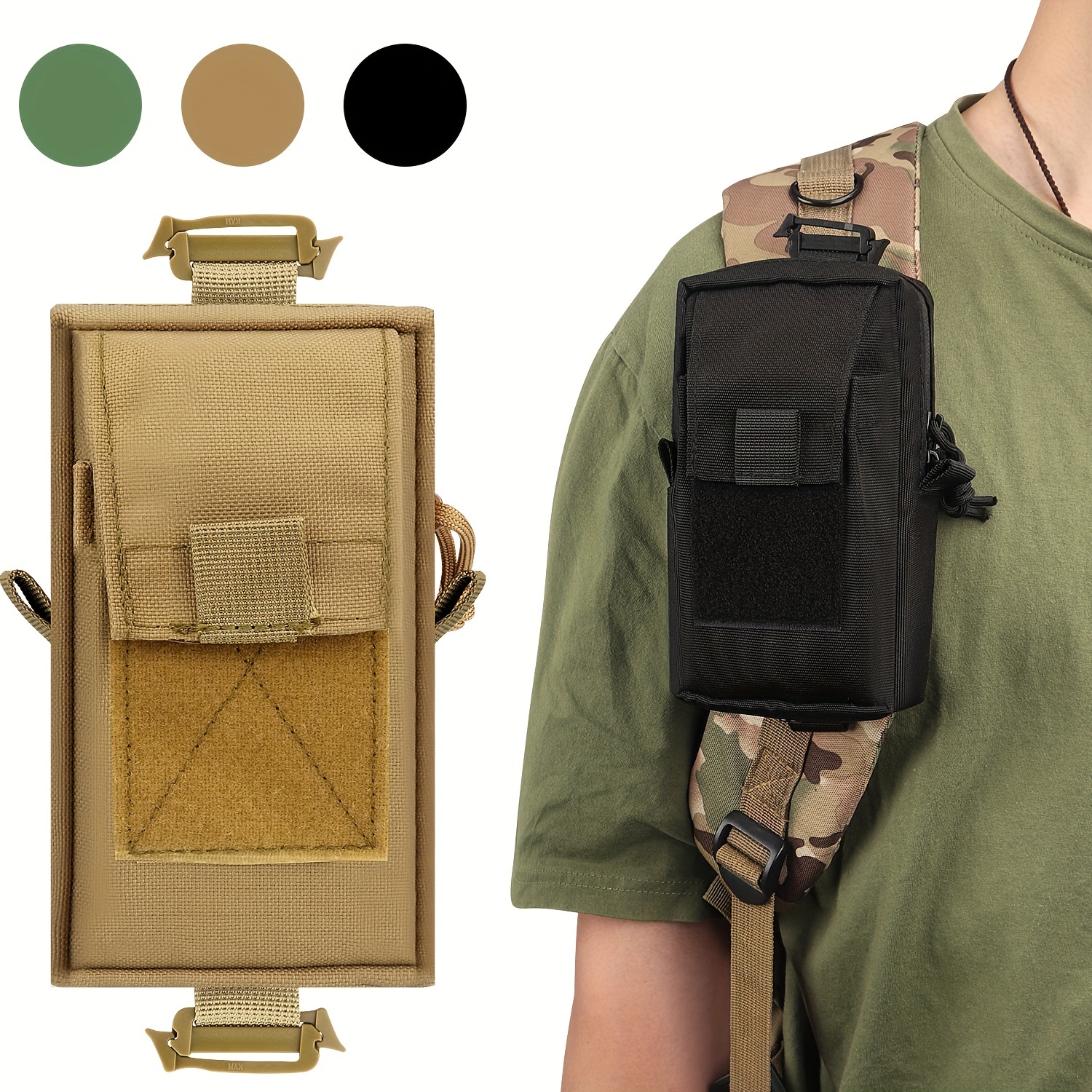 2 Pack de bolsas tácticas Molle bolsa de adjunto organizador de bolsillo  para chaleco táctico de cintura mochila, resistente al agua EDC bolsa Molle