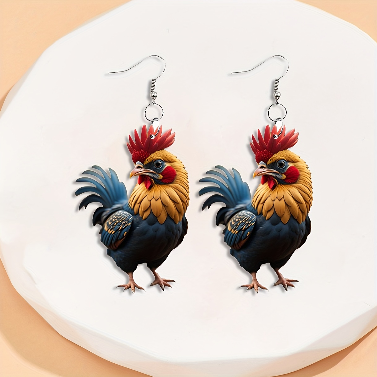 Cute Y2K Acrylic Hen Chicken Hook Earrings Unique Animal Jewelry for Girls  Women