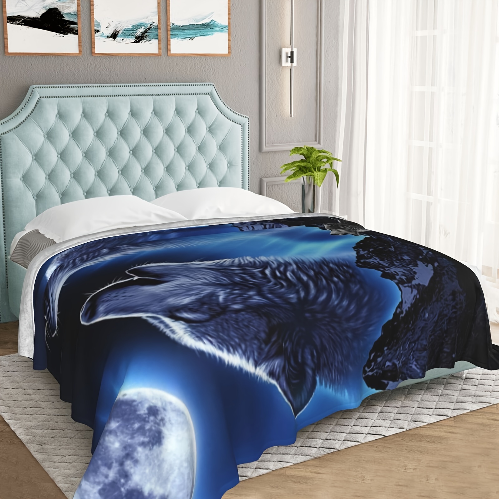 King size discount wolf fleece blanket