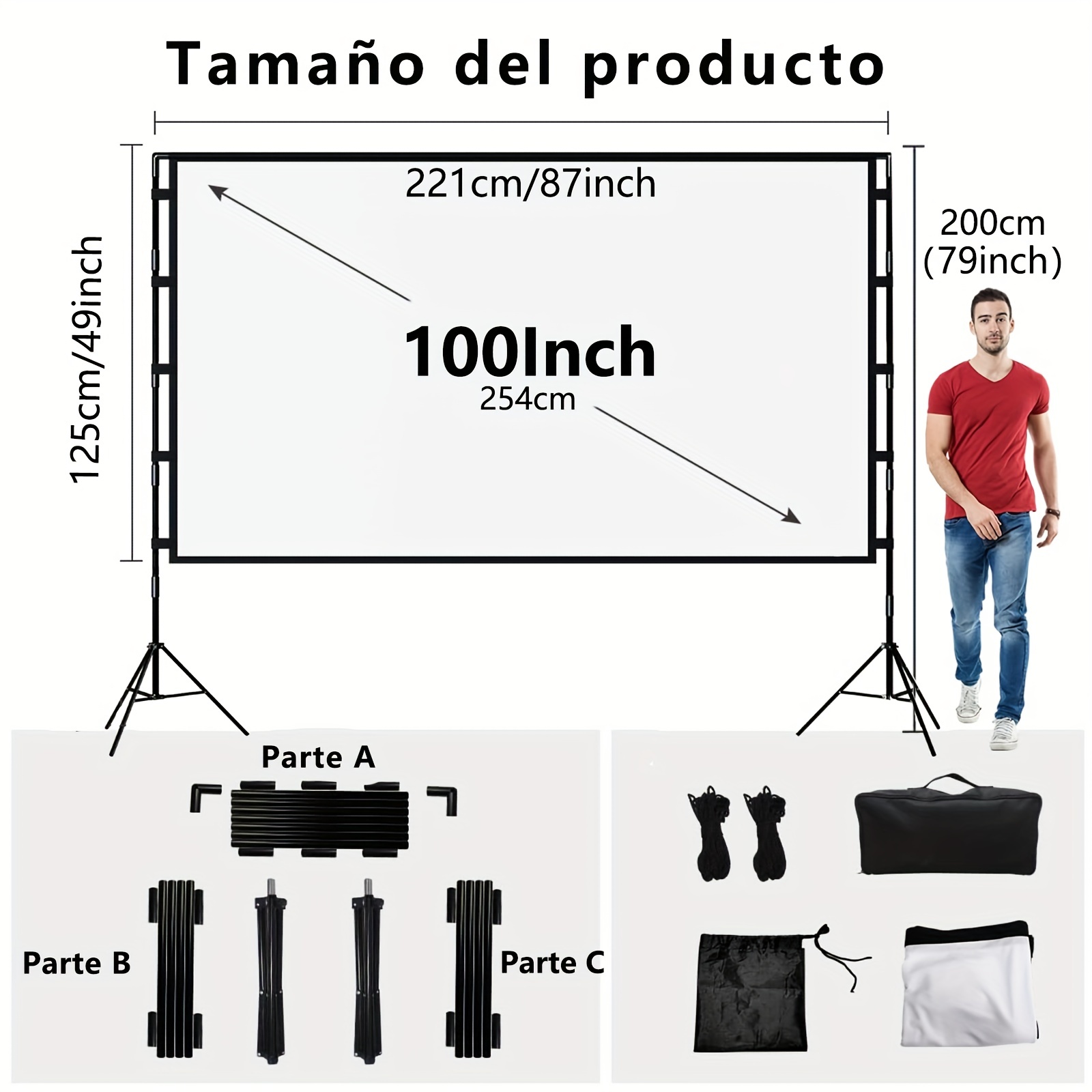 Pantalla Proyector Mejorada Soporte Pantalla Proyección - Temu