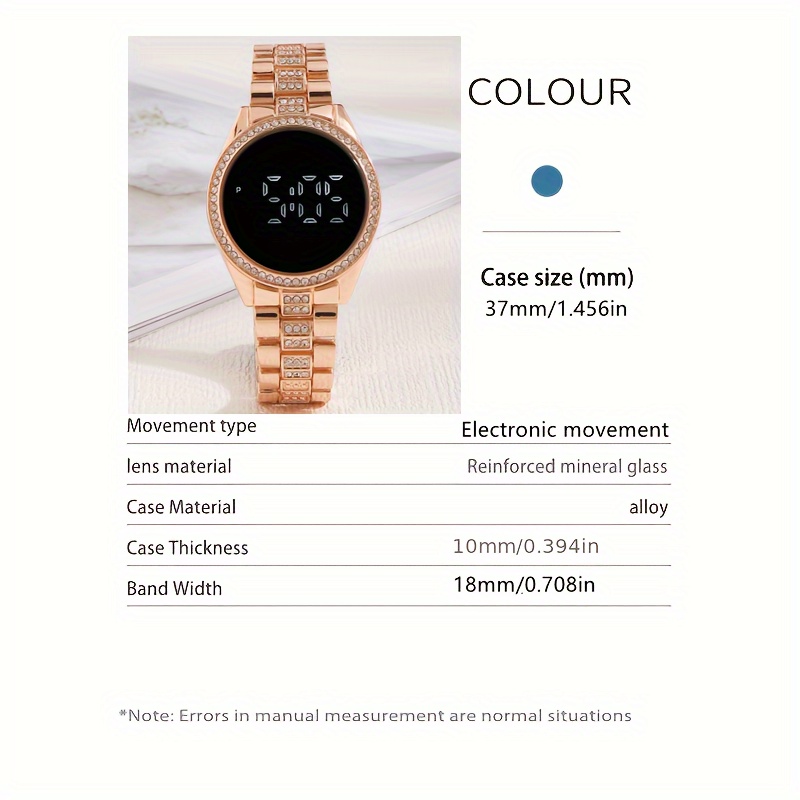 2pcs/set Damen Uhr Luxus Strass LED Elektronische Digitaluhr