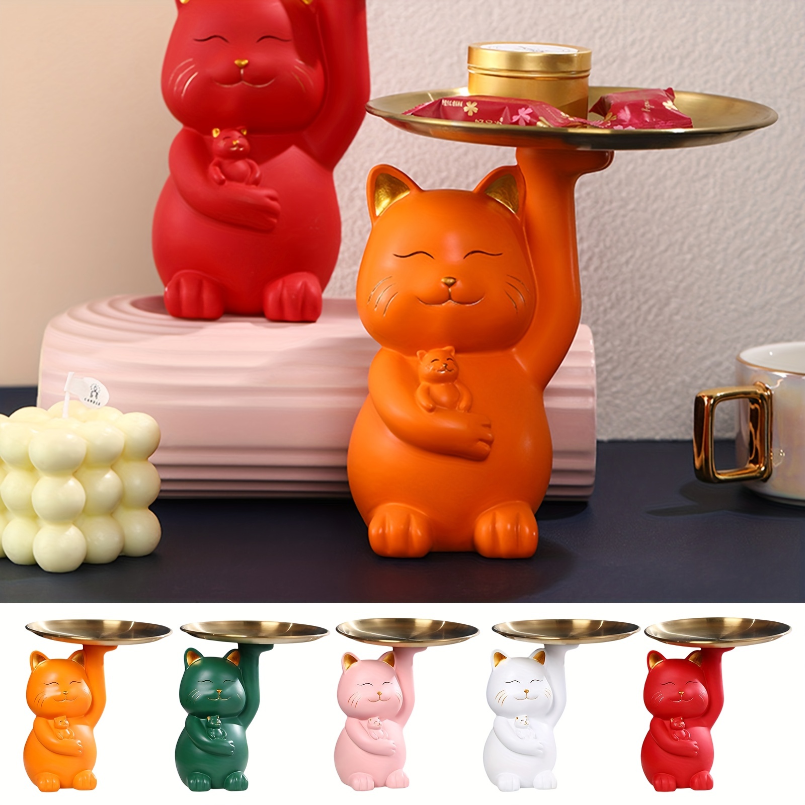 Cute Cat Ornament Glasses Holder Cartoon Animal Statue Art - Temu