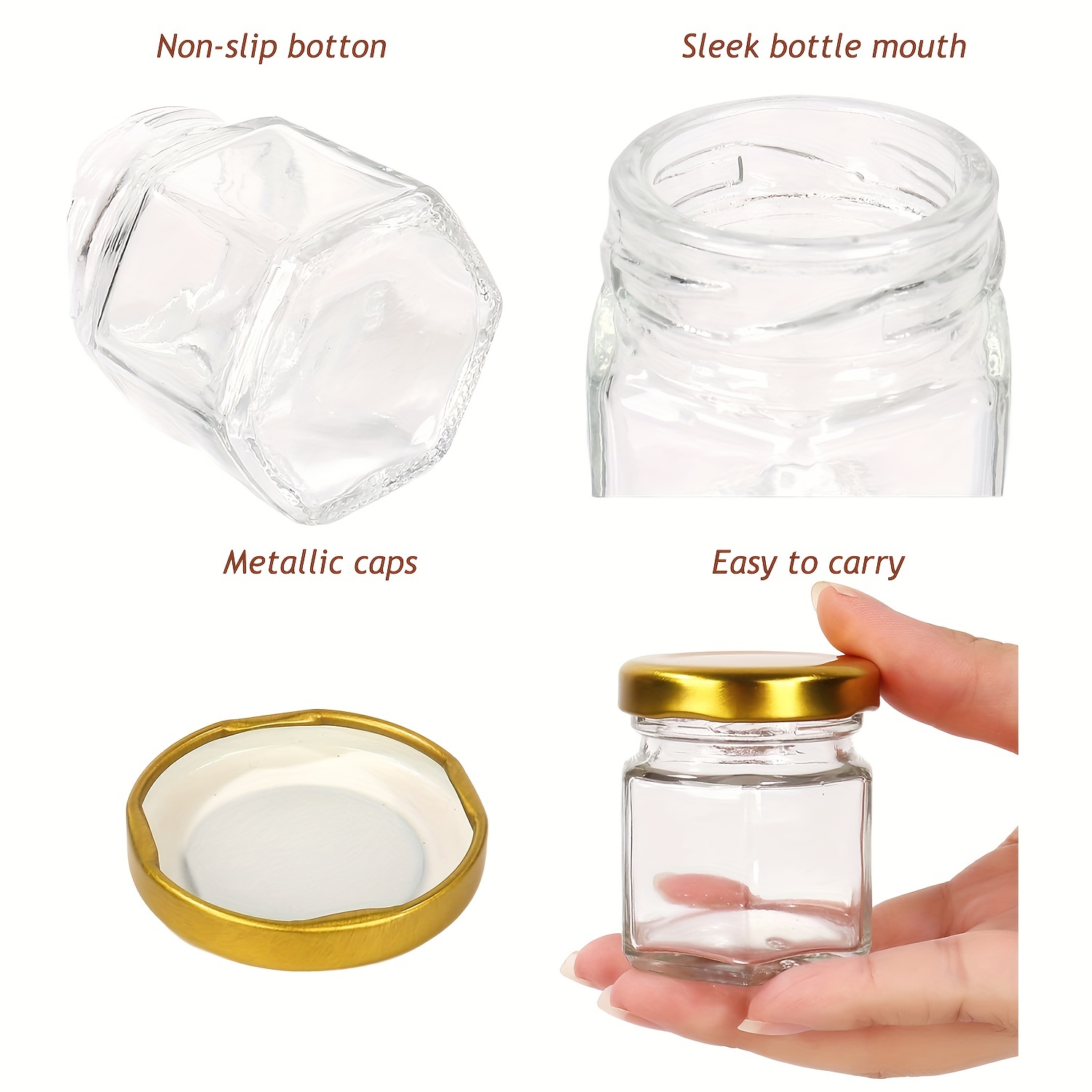 2oz Mini Glass Hexagon Jar Honey Favor - The Beekeeper's Daughter