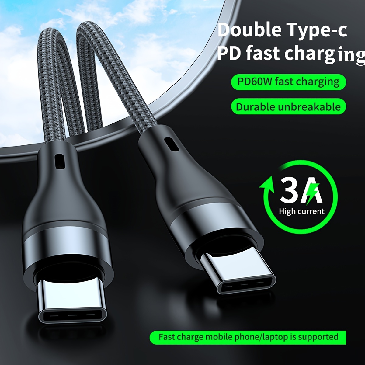 Chargeur Rapide 20W + Cable USB-C USB-C 2 mètres pour iPhone 15