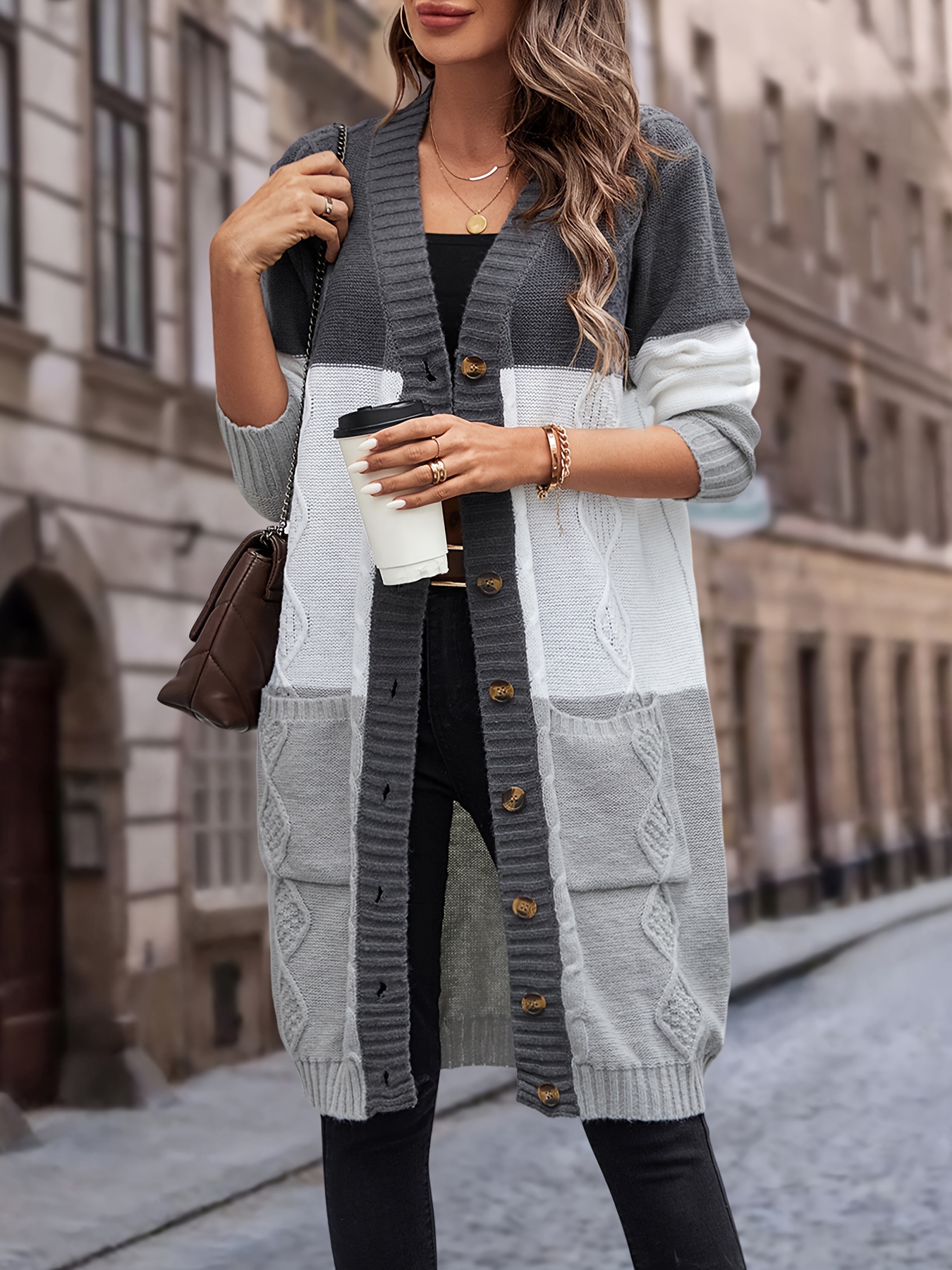 Button Up Knit Cardigan Casual Long Sleeve Longline Sweater With Pocket Women s Clothing