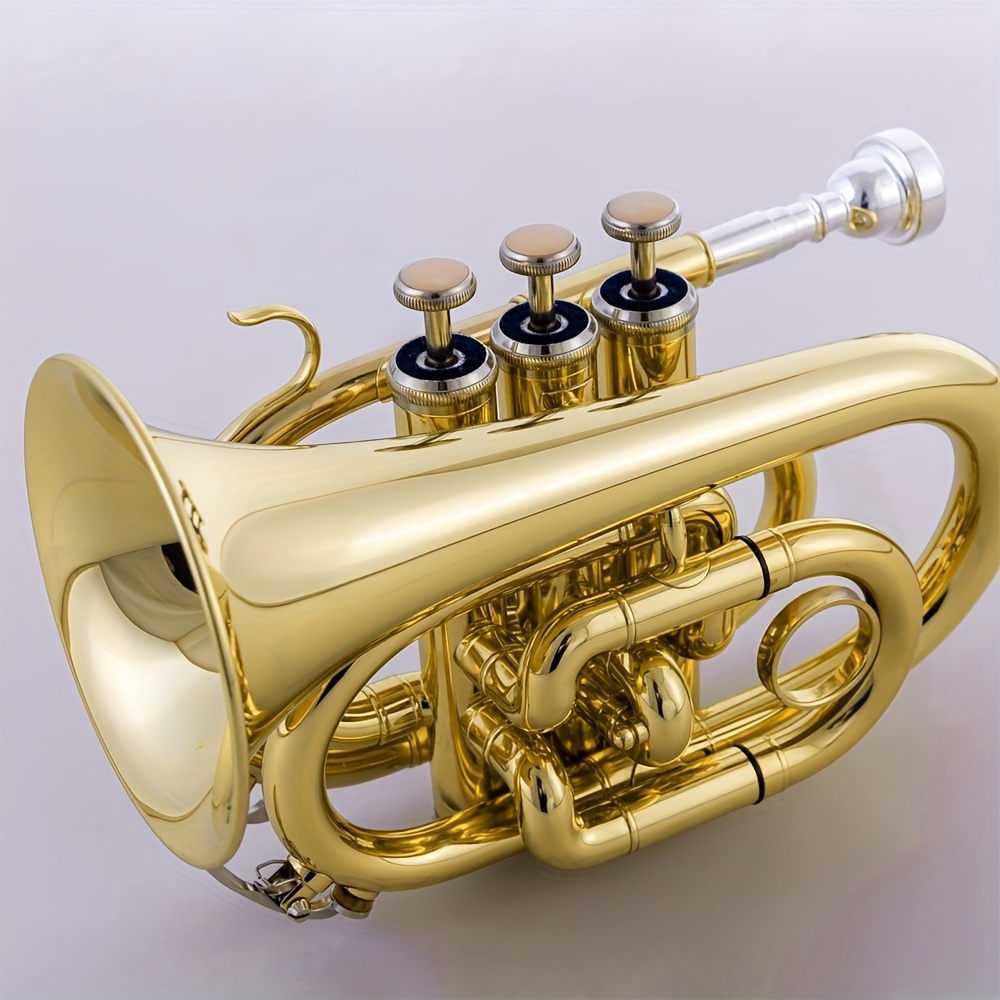 Professional Trumpet Phosphor Bronze Gold-plated Pocket Trumpet B-flat  Professional-grade Tone Jazz Instrument Palm Number - Trumpet - AliExpress
