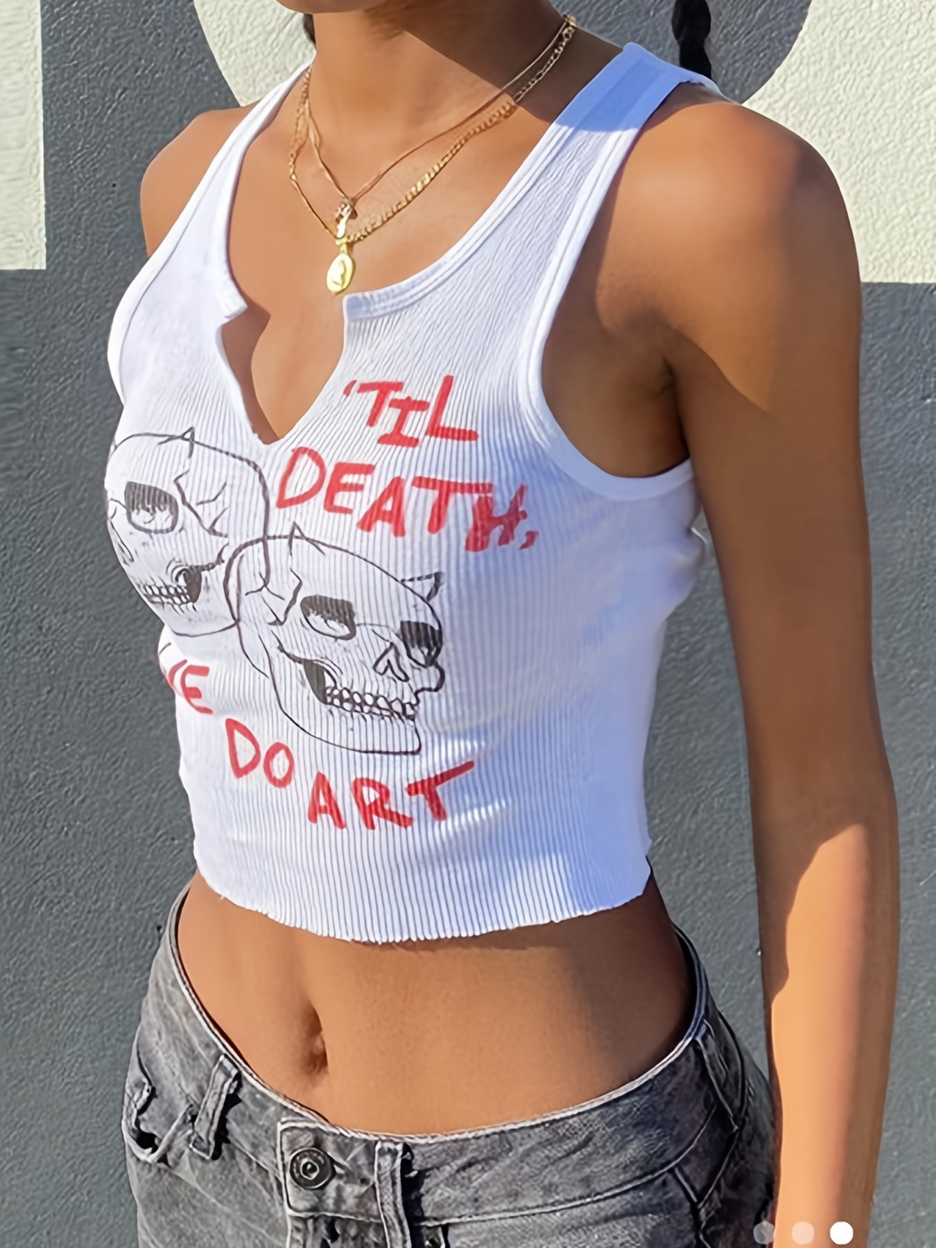 💀 White Skeleton Cropped Top Y2K